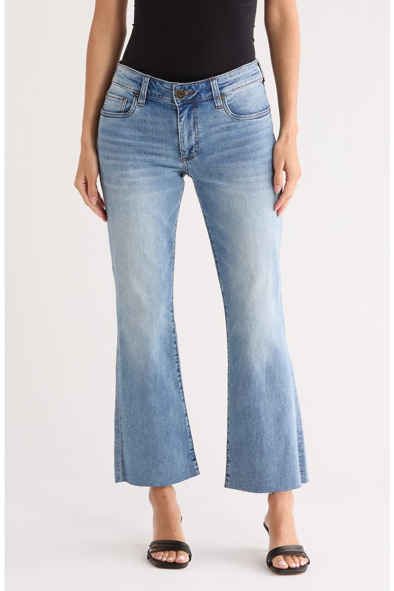 Nikki Raw Hem Mid Rise Ankle Flare Jeans, Main, color, BLUE DAZE