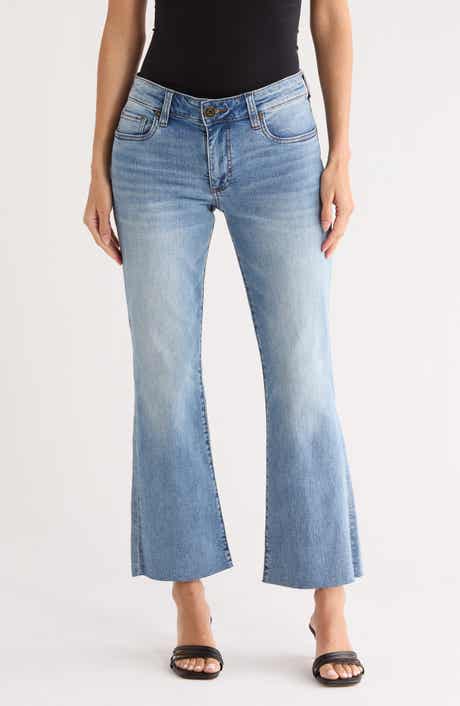 KUT from the Kloth Nikki Raw Hem Mid Rise Ankle Flare Jeans