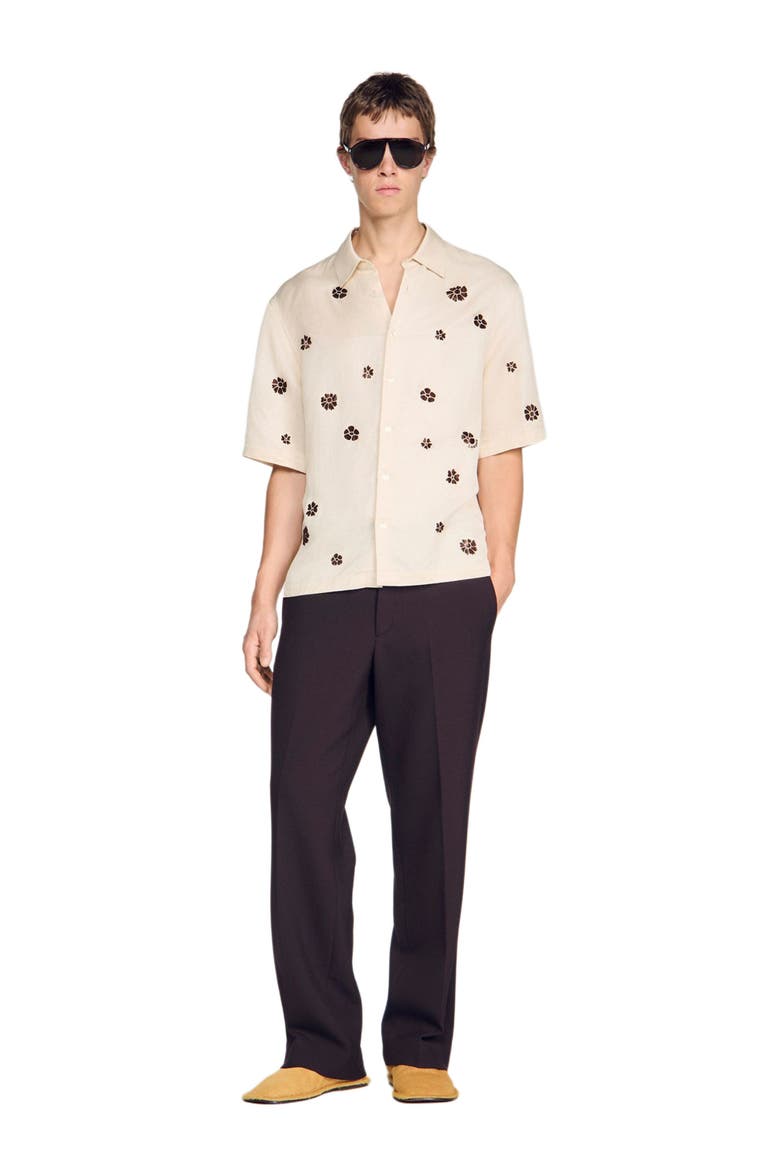 Loose-fit floral shirt, Alternate, color, Ecru