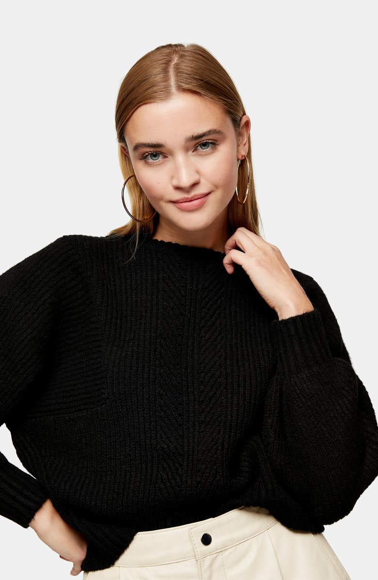 Topshop Direction Ribbed Crop Sweater, Alternate, color, 