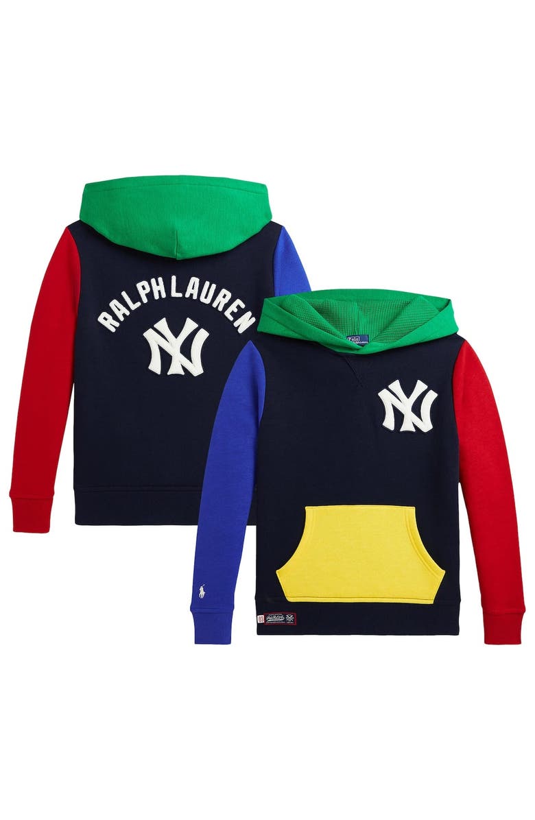 Polo Ralph Lauren Youth Polo Ralph Lauren  Navy Yankees  Fleece Hoodie, Main, color, 