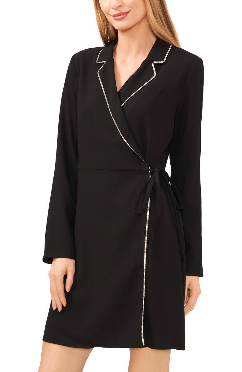 CeCe Rhinestone Trim Long Sleeve Coat Dress, Alternate, color,