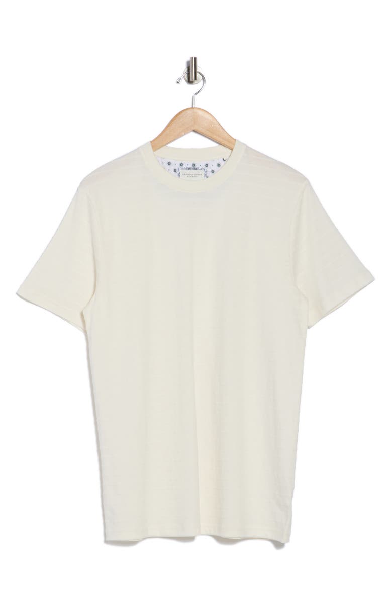 DENIM AND FLOWER Horizontal Stripe Textured Knit T-Shirt, Alternate, color, White