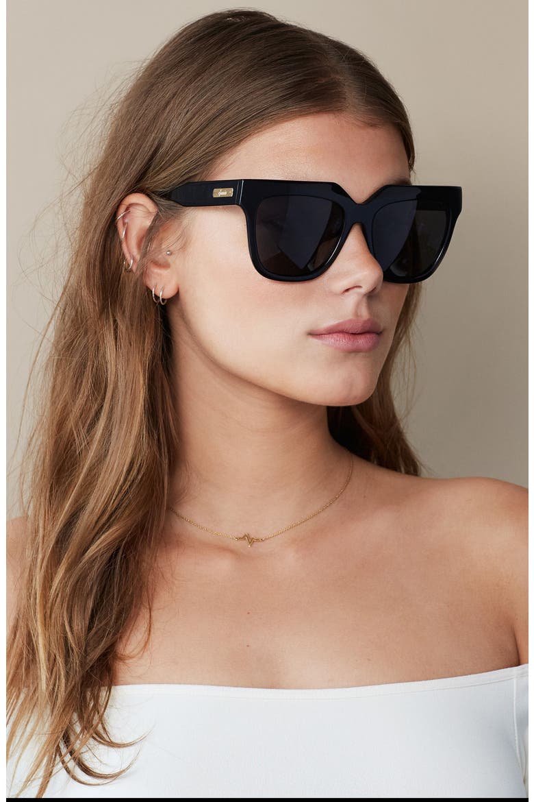 Avalon 57mm Retro Sunglasses, Alternate, color, BLACK/ BLACK SOLID