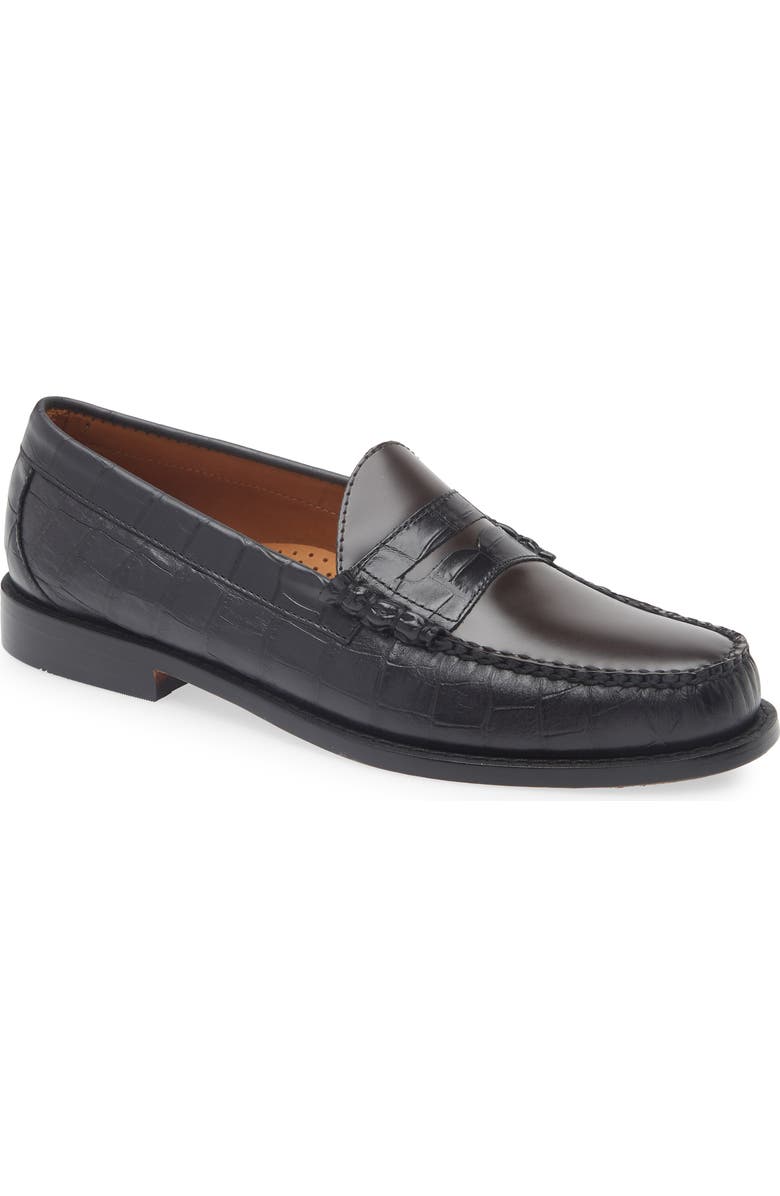 G.H.BASS Larson Embossed Penny Loafer, Main, color, Black Combo