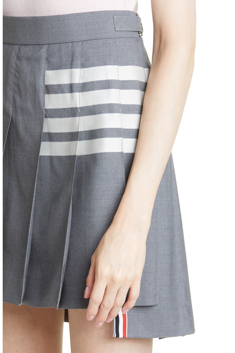Drop Back Pleated Wool Miniskirt, Alternate, color, MEDIUM GREY