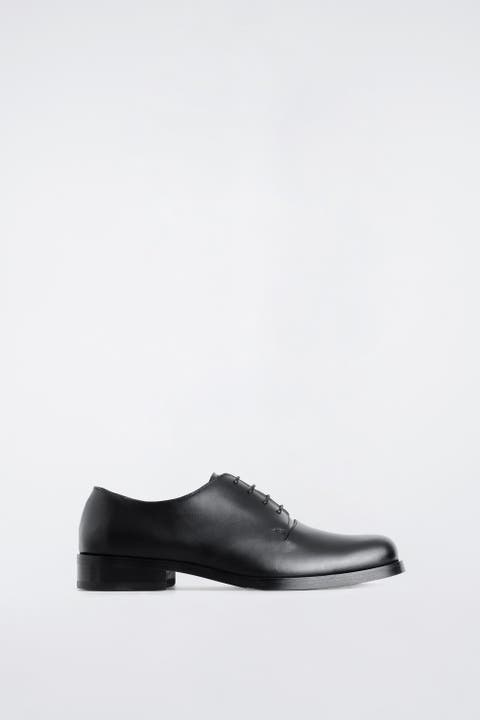 Square-Toe Leather Derby Shoes