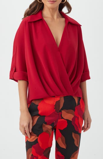 Trina Turk Otto Top In Roselle Red In Red