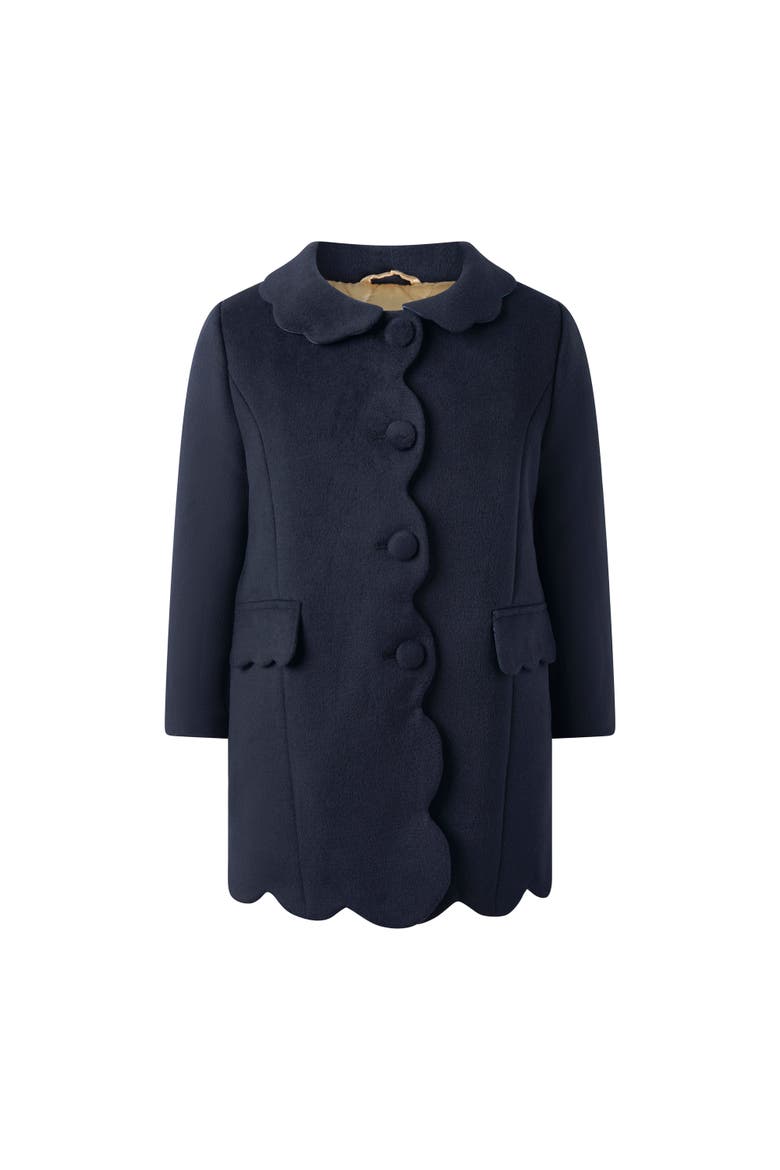Scalloped Dress Coat, Main, color, Navy