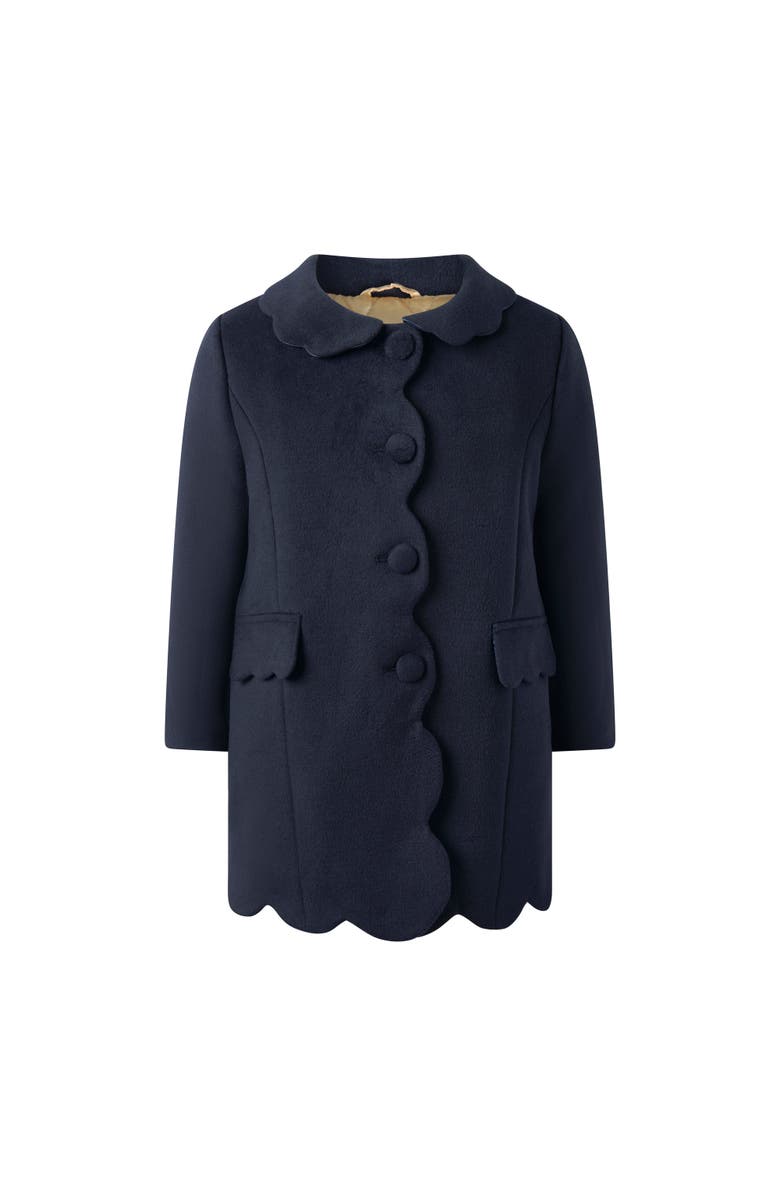 Rachel Riley Scalloped Dress Coat, Main, color, Navy