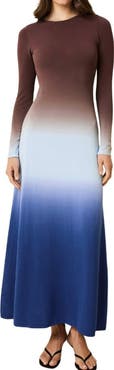 Solid & Striped The Dora Ombré Colorblock Long Sleeve Knit Maxi Dress