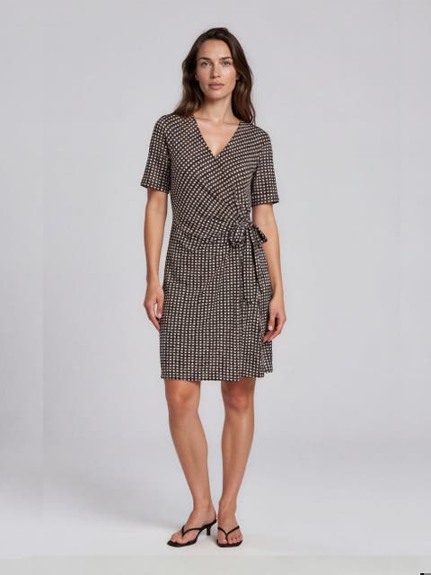 MaGavros V-Neck Printed Wrap Dress