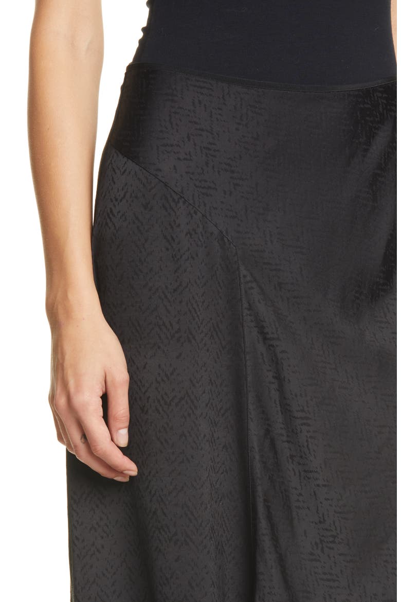 Letti Satin Jacquard Midi Skirt, Alternate, color, BLK