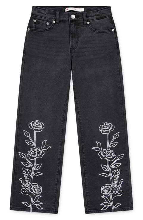 Kids' Embroidered Wide Leg Jeans (Wish Me Luck) (Big Kid)