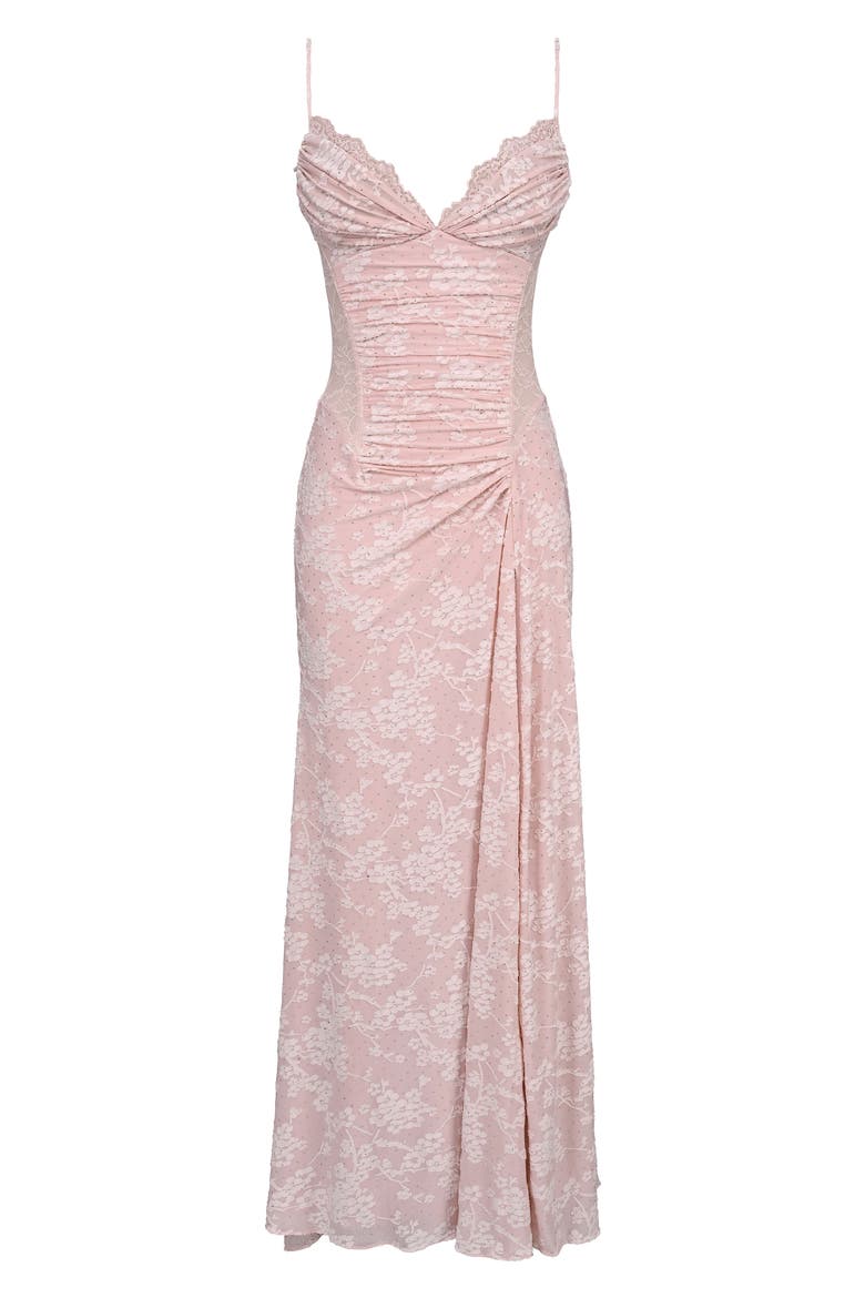Sabrine Lace Trim Corset Gown, Alternate, color, BLUSH