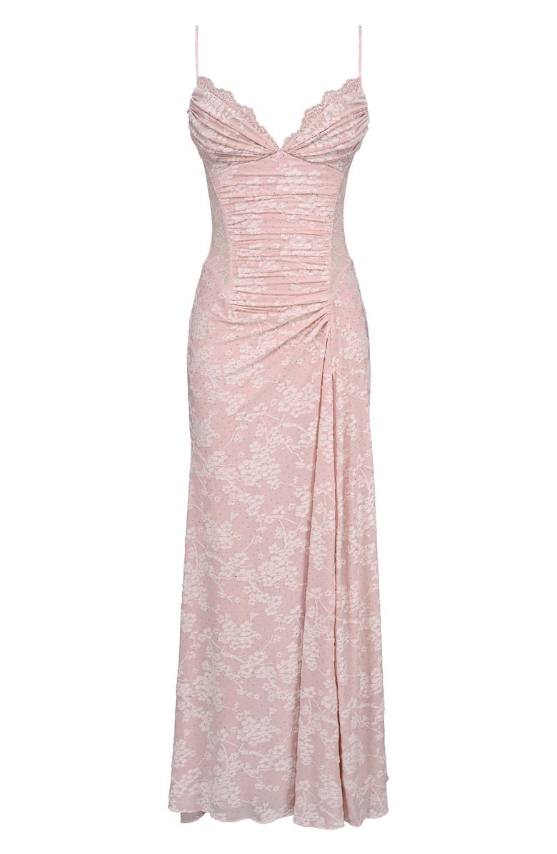 HOUSE OF CB Sabrine Lace Trim Corset Gown, Alternate, color, Blush