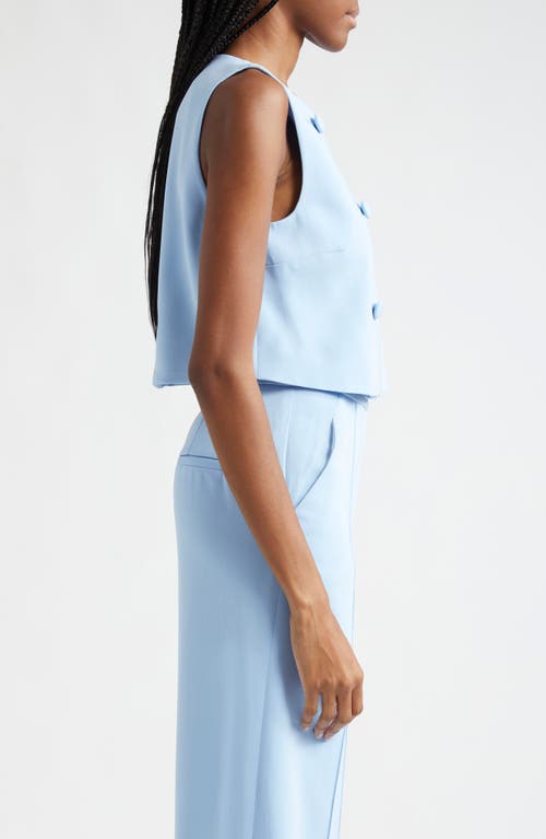 Shop Veronica Beard Drexley Boxy Sleeveless Button-up Top In Blue Sky