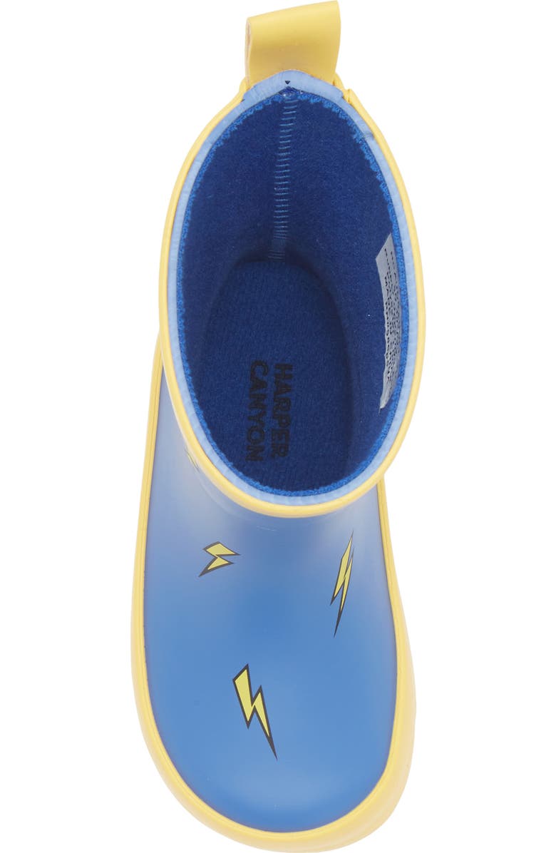 Harper Canyon Kids' Audra Lightning Bolt Rain Boot, Alternate, color, Blue Multi