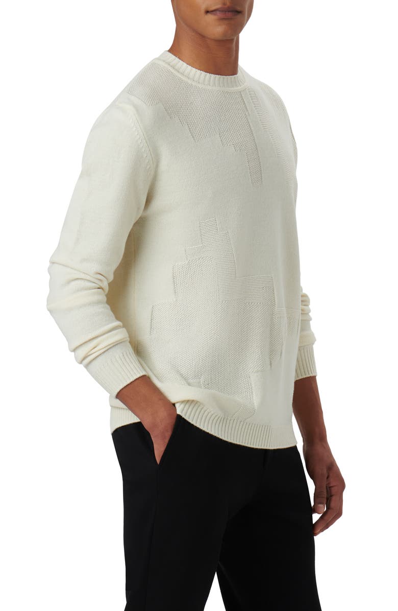 Bugatchi Merino Wool Blend Crewneck Sweater, Alternate, color, Chalk