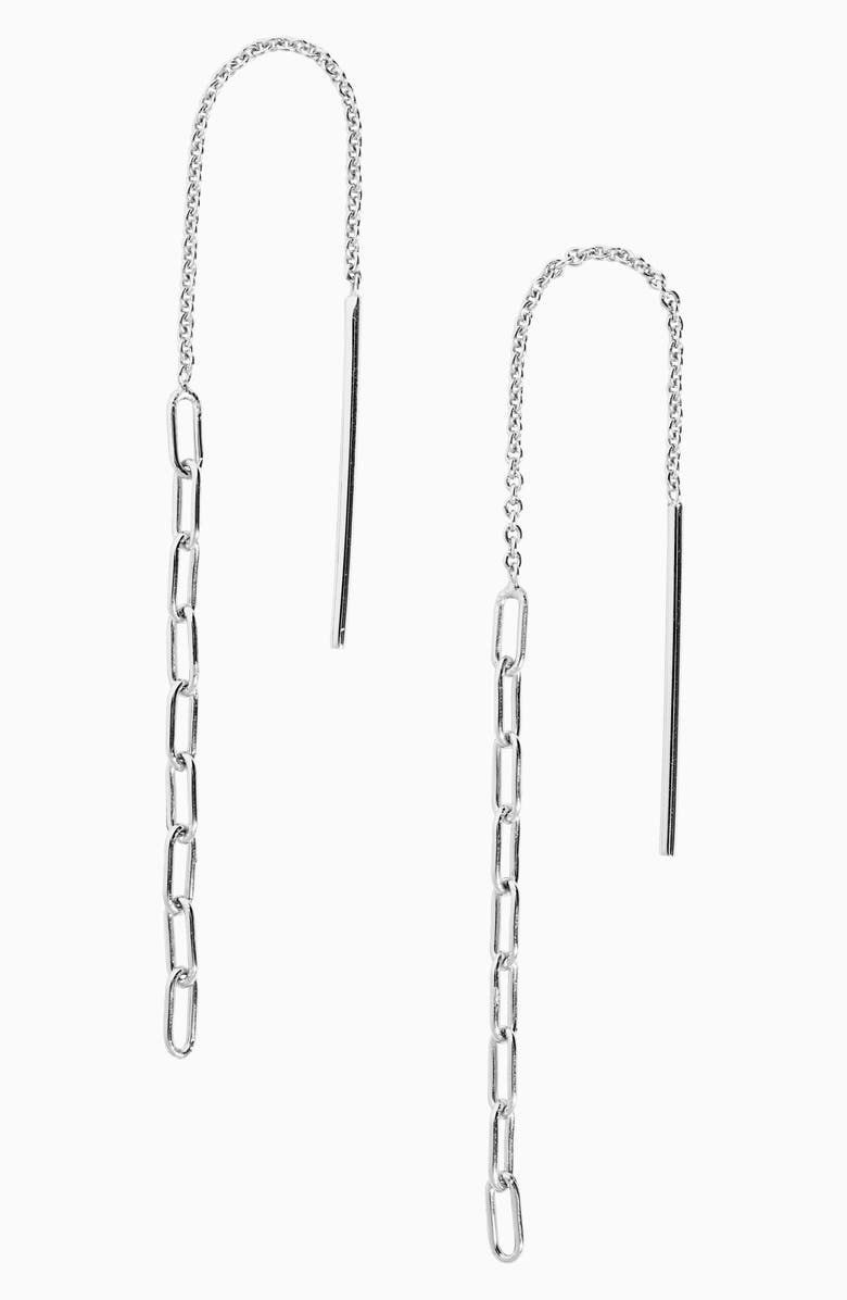 Argento Vivo Sterling Silver Paper Clip Chain Threader Earrings, Main, color,