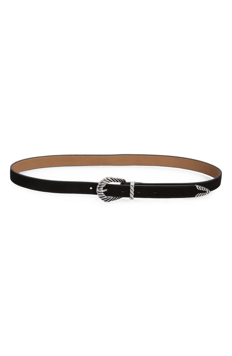 Treasure & Bond Shay Suede Belt, Main, color, Black- Antique Silver