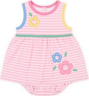 Florence Eiseman Stripe Knit Romper With Flowers