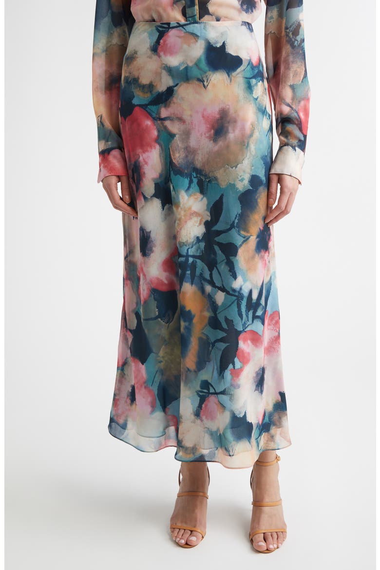 Abstract Floral Chiffon A-Line Skirt, Main, color, MIST MULTI
