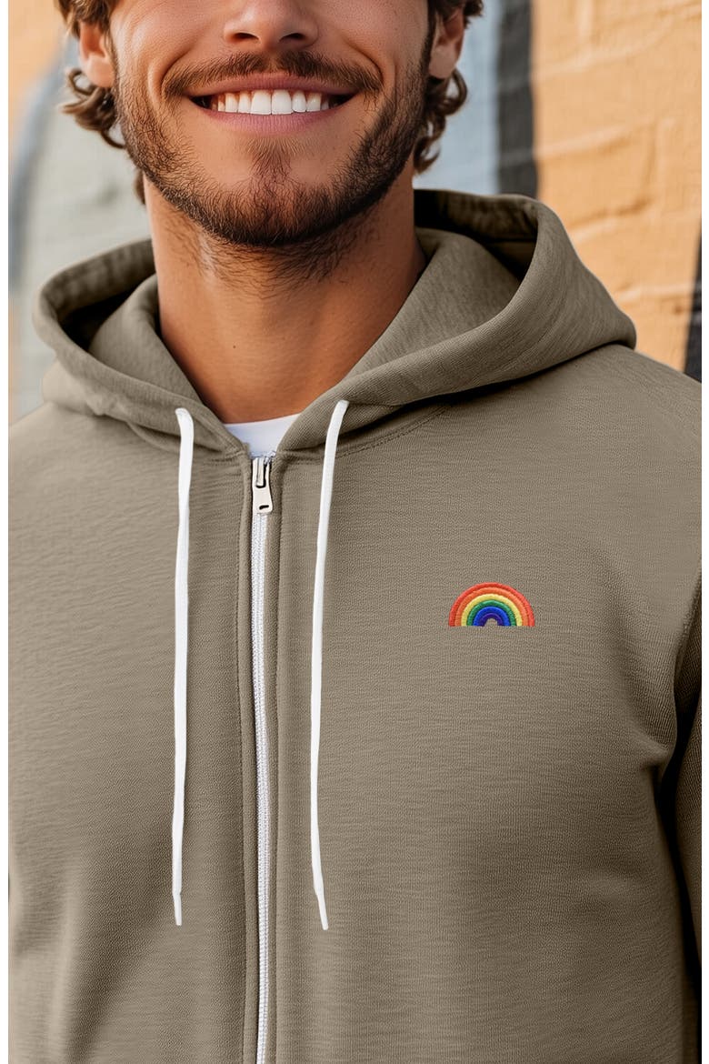 Rainbow Zip Hoodie, Alternate, color, Heather Stone