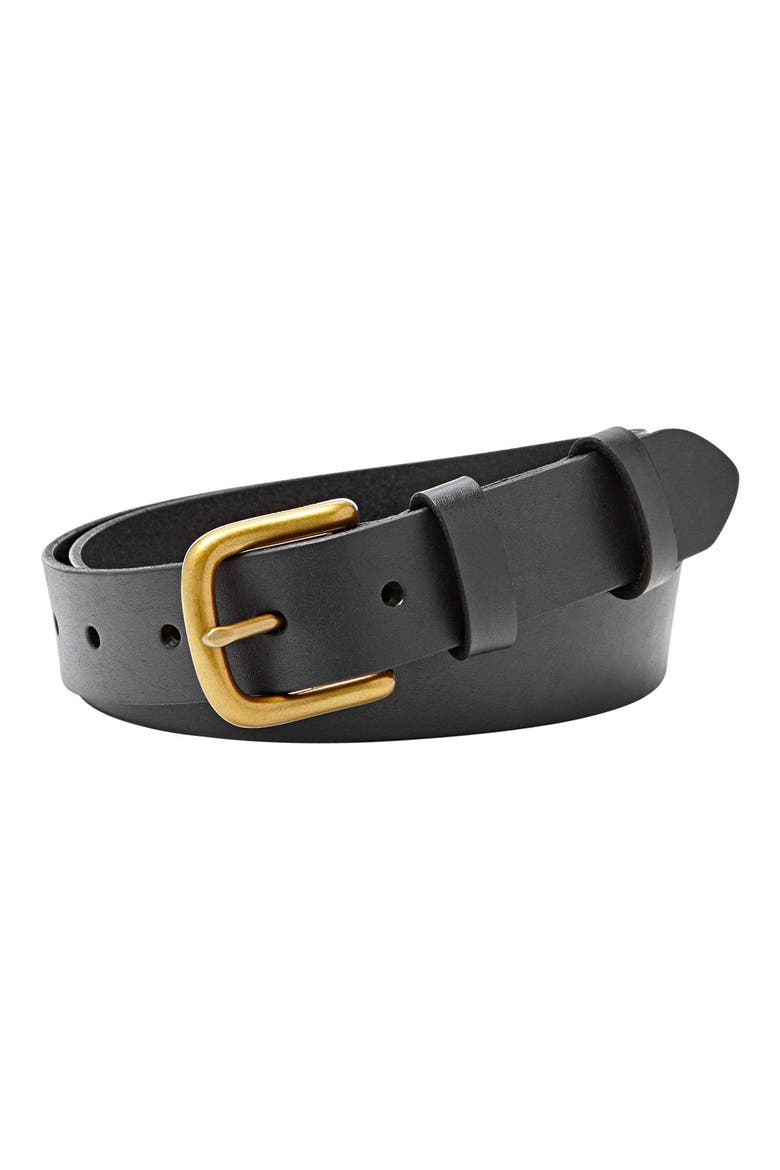 Double Keeper Leather Belt, Main, color, BLACK