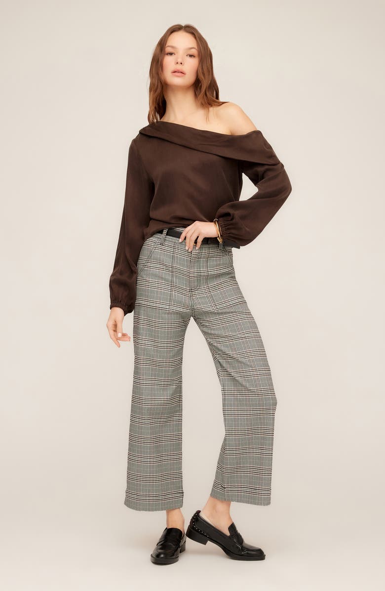 FIFTEEN TWENTY Marisa One-Shoulder Satin Top, Alternate, color, Brown