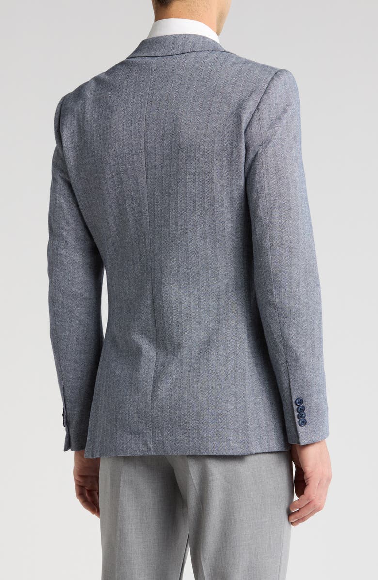 John Varvatos Star USA Herringbone Cotton Blend Sport Coat, Alternate, color, Blue/ White