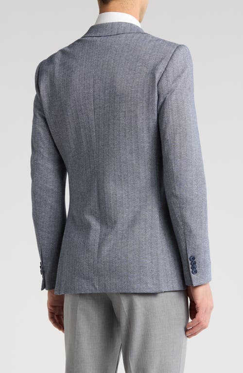 John Varvatos Star Usa Herringbone Cotton Blend Sport Coat In Blue/white