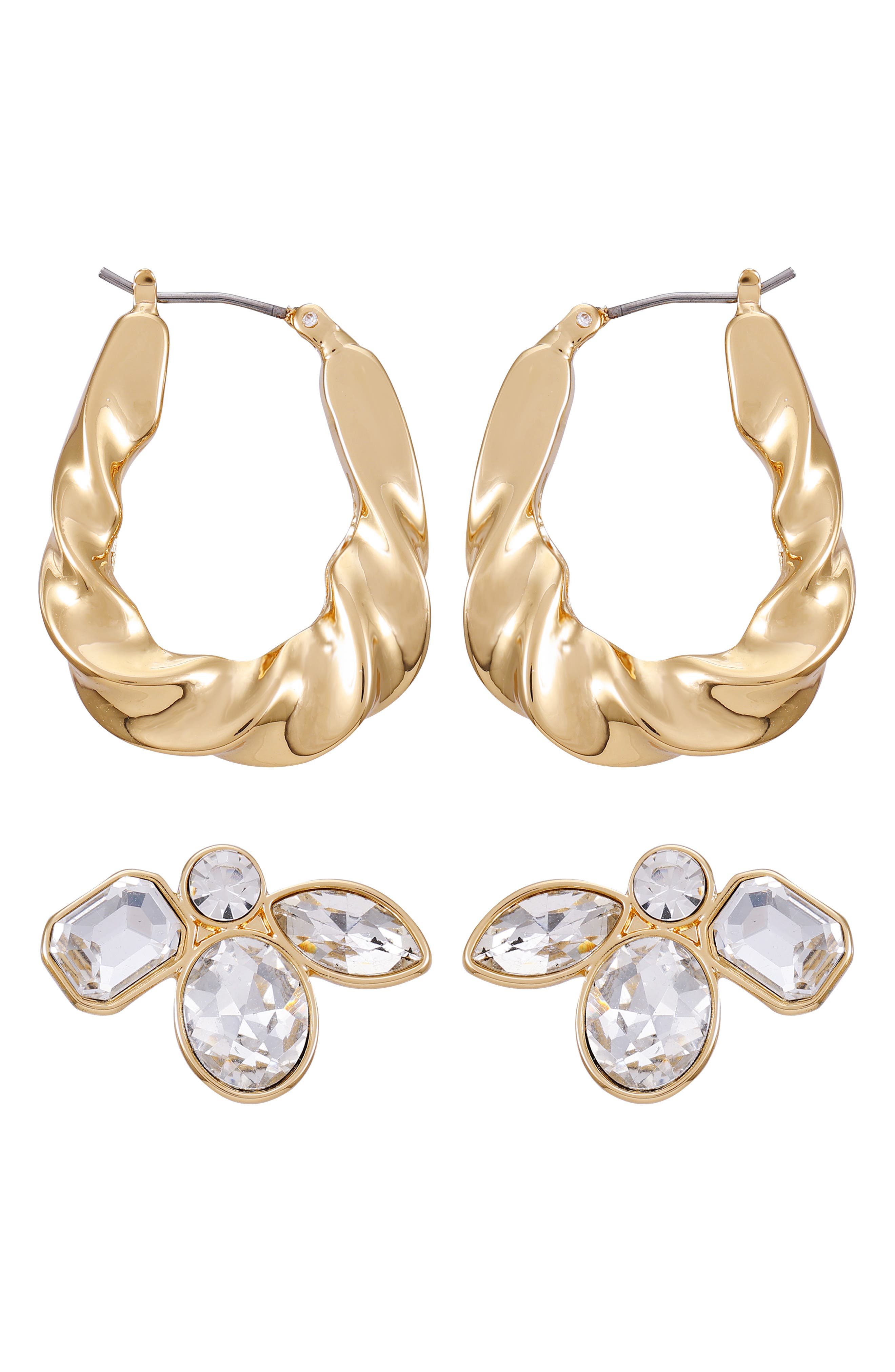 Vince Camuto Crystal Studs & Hoop Earrings Set