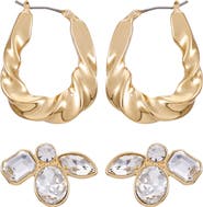 Vince Camuto Crystal Studs & Hoop Earrings Set