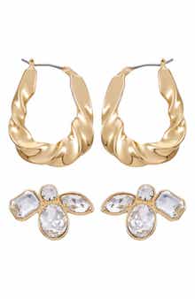 Vince Camuto Crystal Studs & Hoop Earrings Set