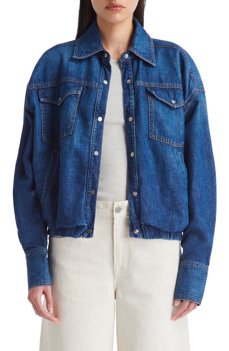 TWP Snap Denim Jacket, Main, color, Dark Wash