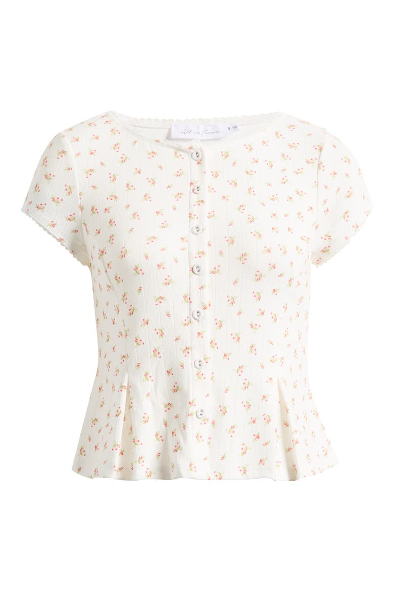 Floral Pointelle Stitch Peplum Button-Up Top, Alternate, color, CREAM DITSY