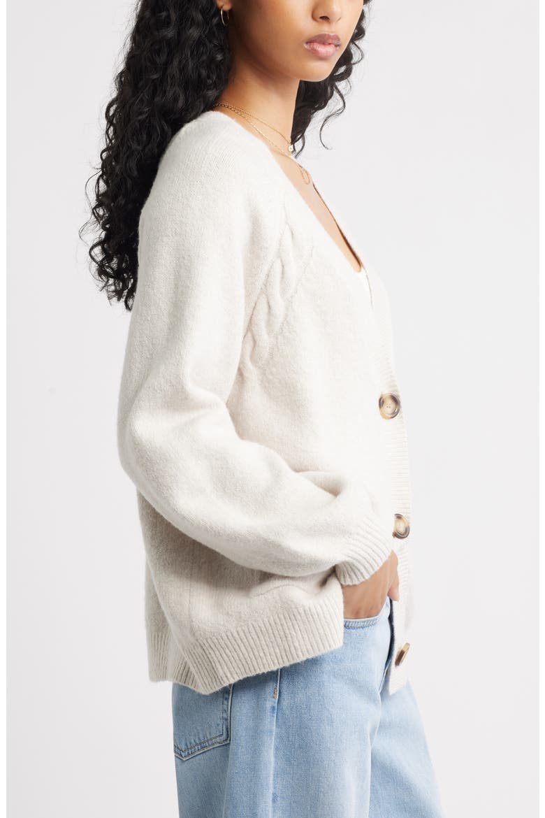 Relaxed Everyday Cardigan, Alternate, color, BEIGE OATMEAL LIGHT HEATHER