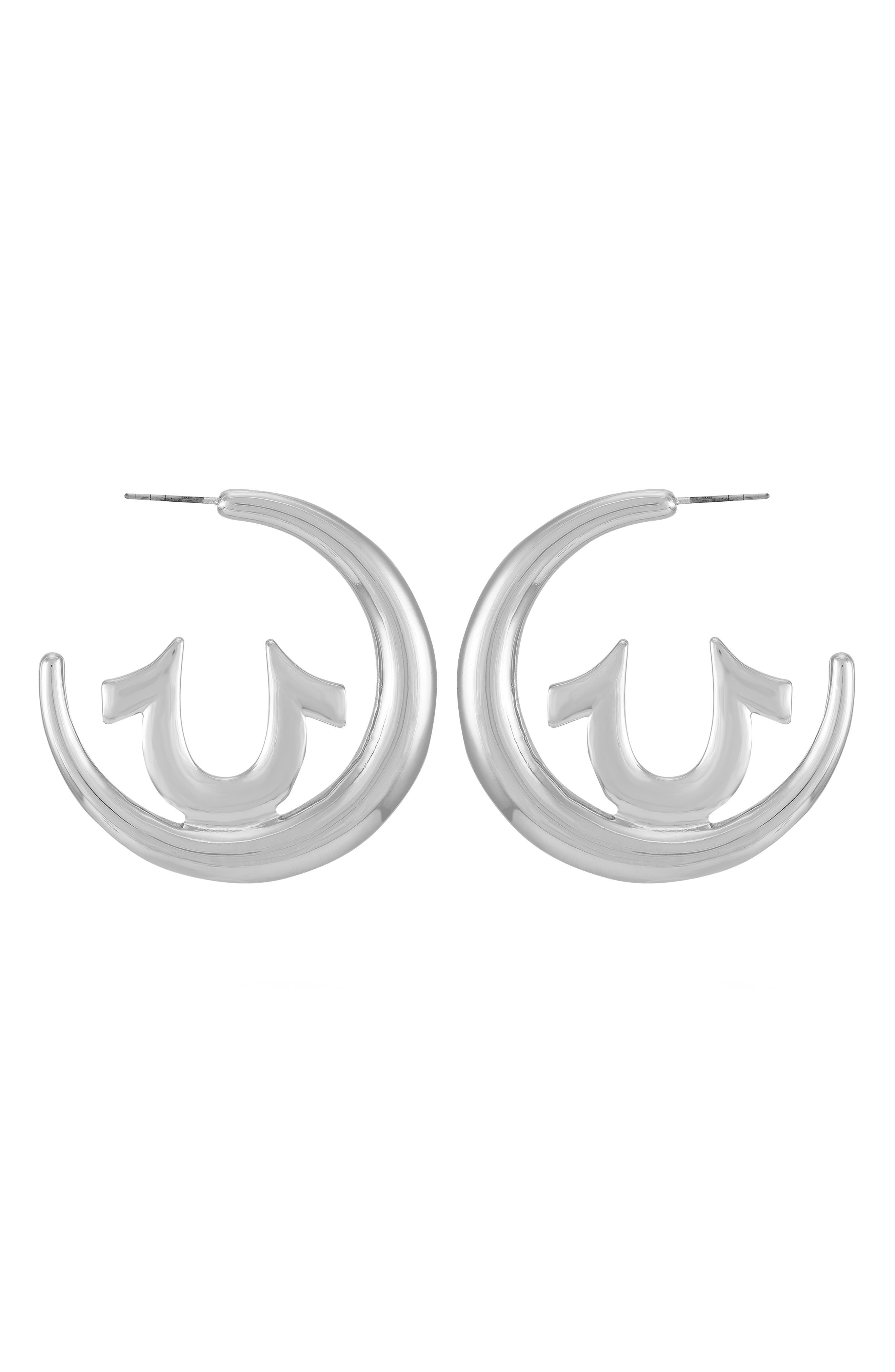 True Religion Horseshoe Logo Hoop Earrings (Women) | Nordstromrack