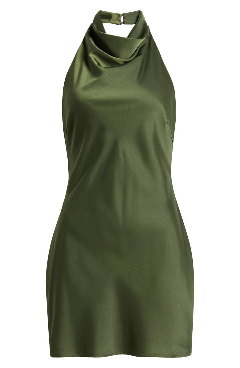 Lulus Gorgeous Endeavor Halter Neck Matte Satin Cocktail Minidress, Alternate, color,