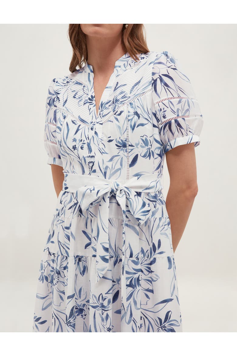 Annabella Floral Print Midi Dress, Alternate, color, Ivorymidnight