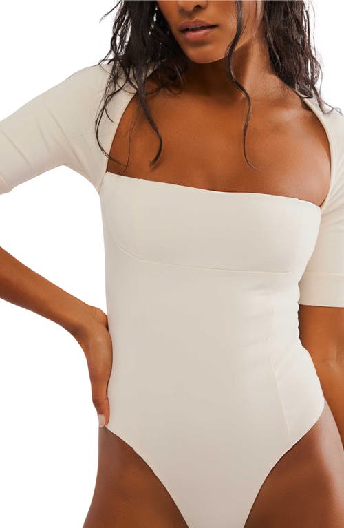Free People Everly Square Neck Bodysuit In Tofu