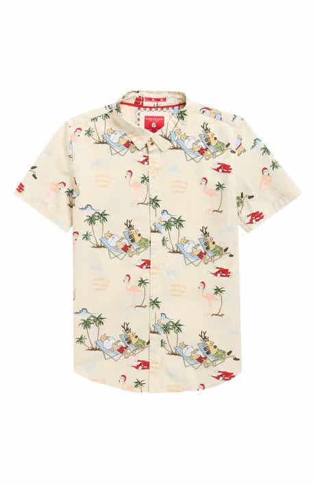 Off White with Beach Santa Camp Shirt
