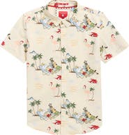 DENIM AND FLOWER Off White with Beach Santa Camp Shirt