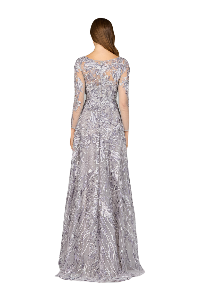 Long Sleeve Modest A-line Gown, Alternate, color, Multi
