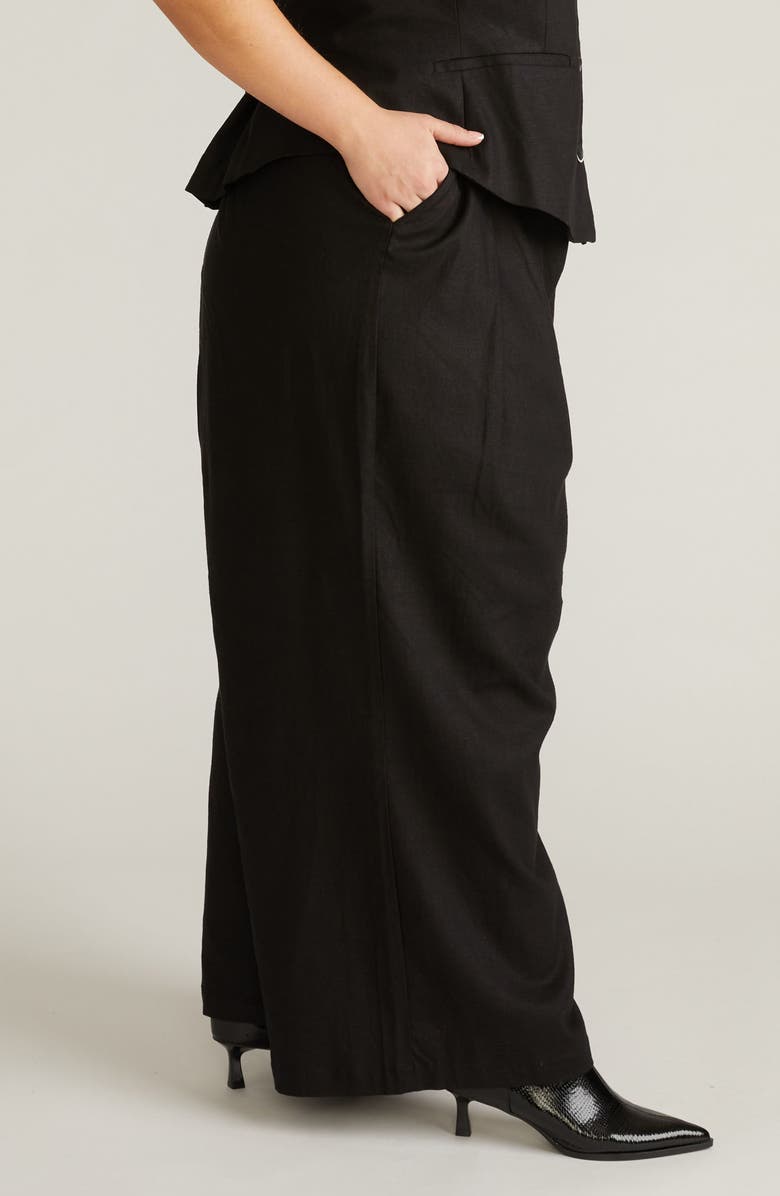 Universal Standard Palais Linen Blend Beach Pants, Alternate, color, Black