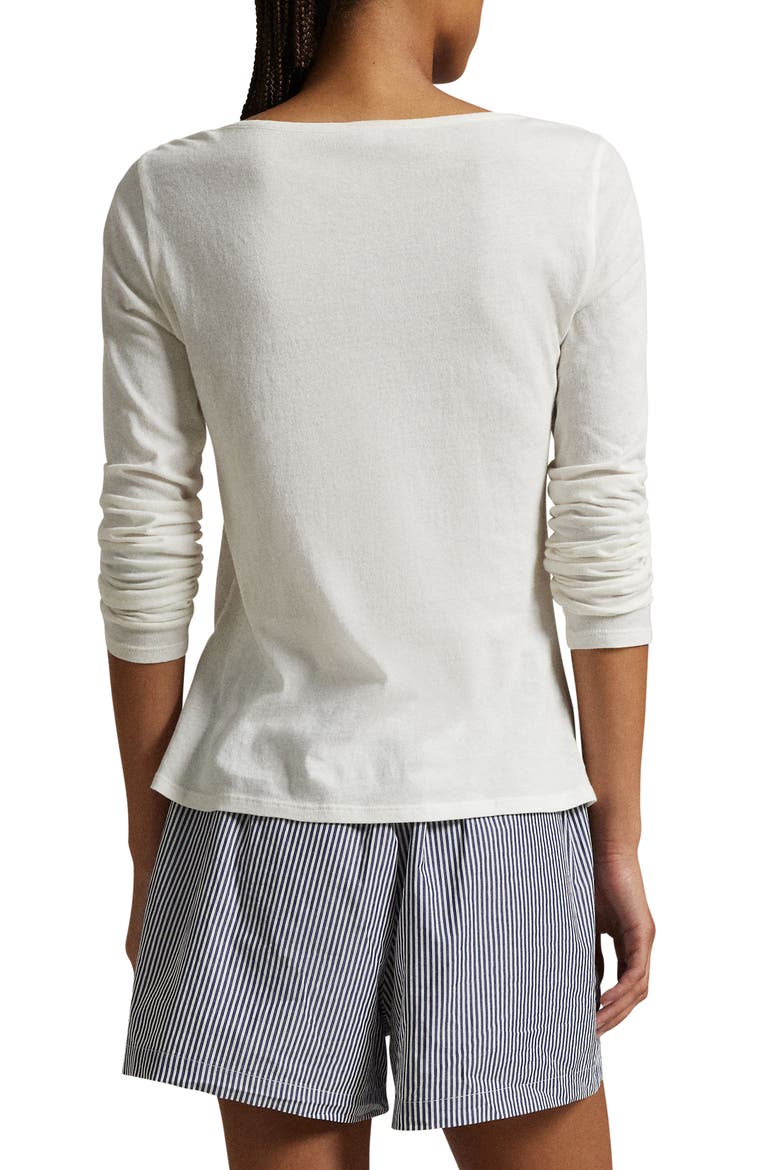 Long & Lean Cotton Jersey Lounge Henley, Alternate, color, EGRET