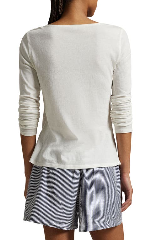 Polo Ralph Lauren Long & Lean Cotton Jersey Lounge Henley In Egret