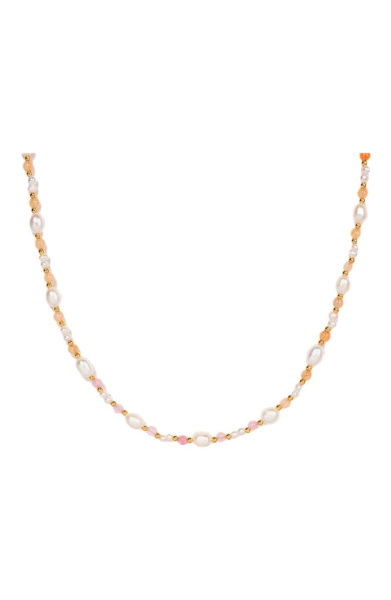 Little Sky Stone Eliza Pearl Bead Necklace, Main, color, Pink / Gold