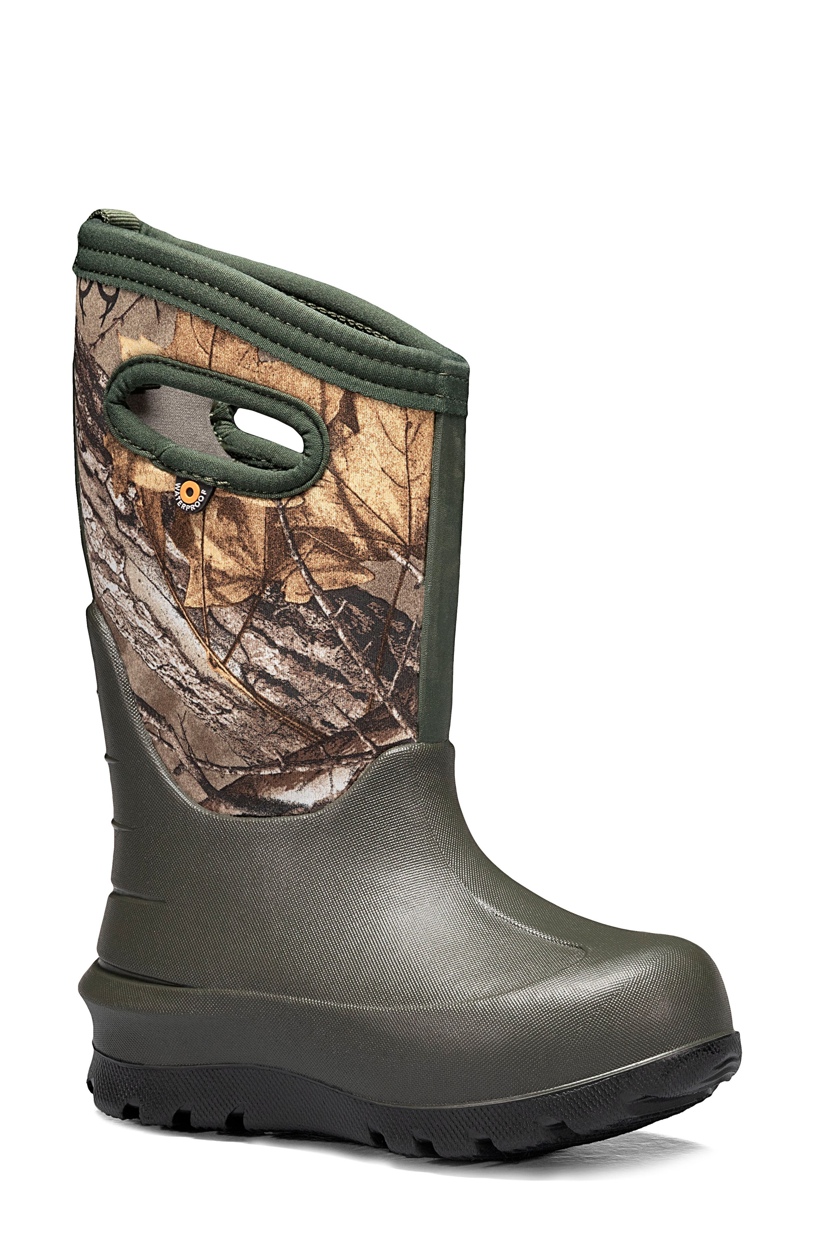 Bogs Neo Classic Real Tree Waterproof Insulated Rain Boot, Main, color, Dark Green
